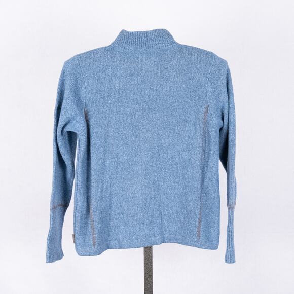 Woolrich x Beaver Creek Resort Women's Sweater Blue Ramie Wool 1/4 Zip Mock Neck - Picture 4 of 6